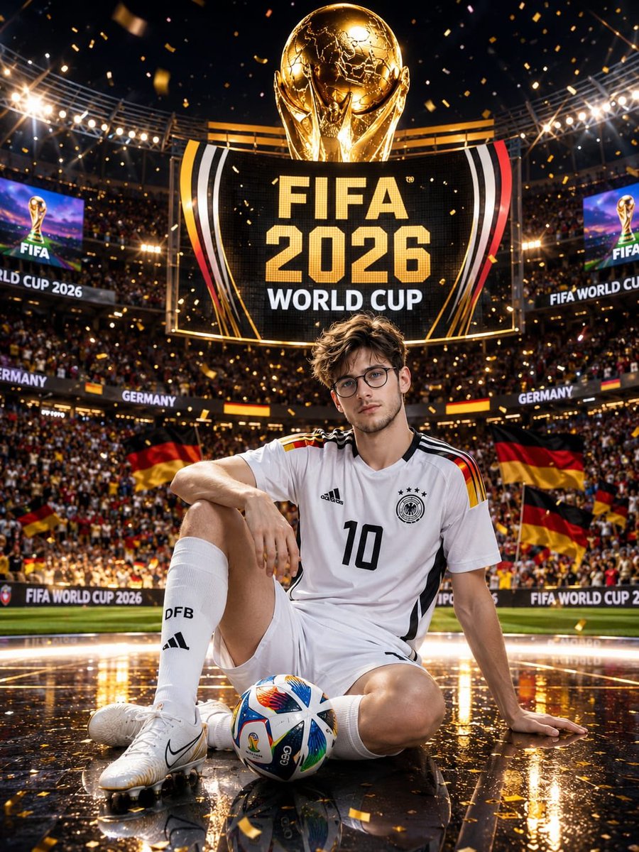Ultra-realistic FIFA World Cup 2026 promotional poster featuring a handsome youn…؛ پرامپت فارسی برای ساخت عکس با هوش مصنوعی