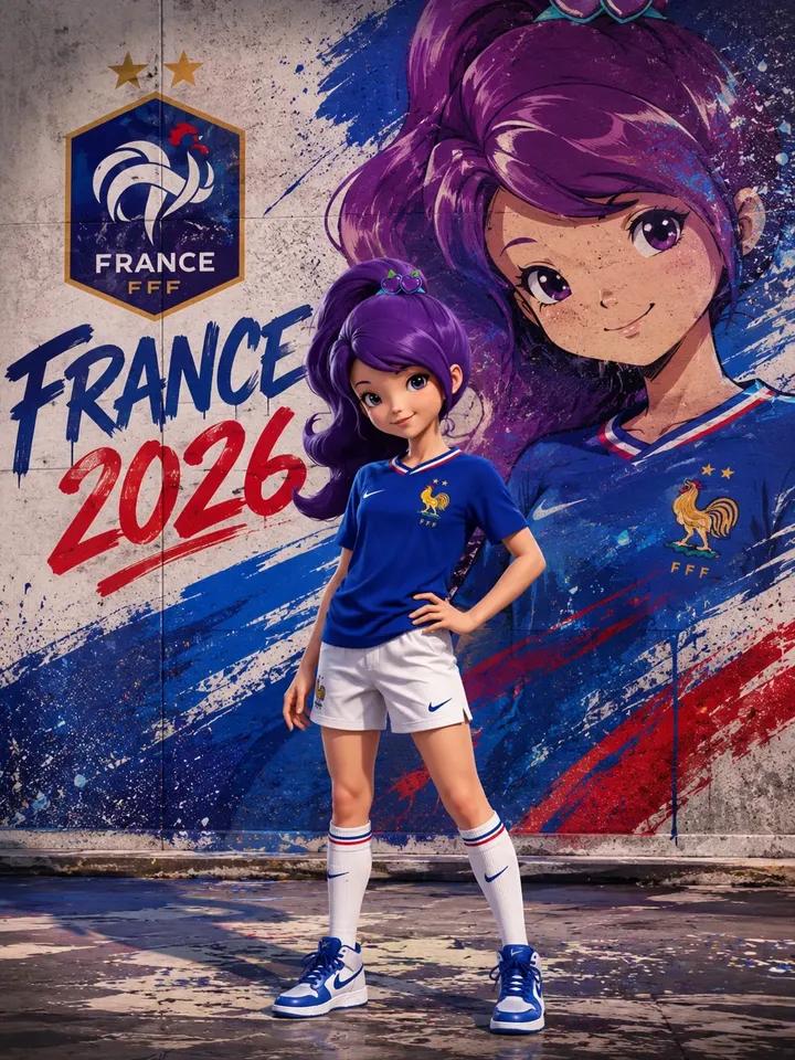 Ultra-detailed street-art football poster featuring a cute stylized cartoon/anim…؛ عکس ساختهشده با هوش مصنوعی و پرامپت فارسی در Axeto