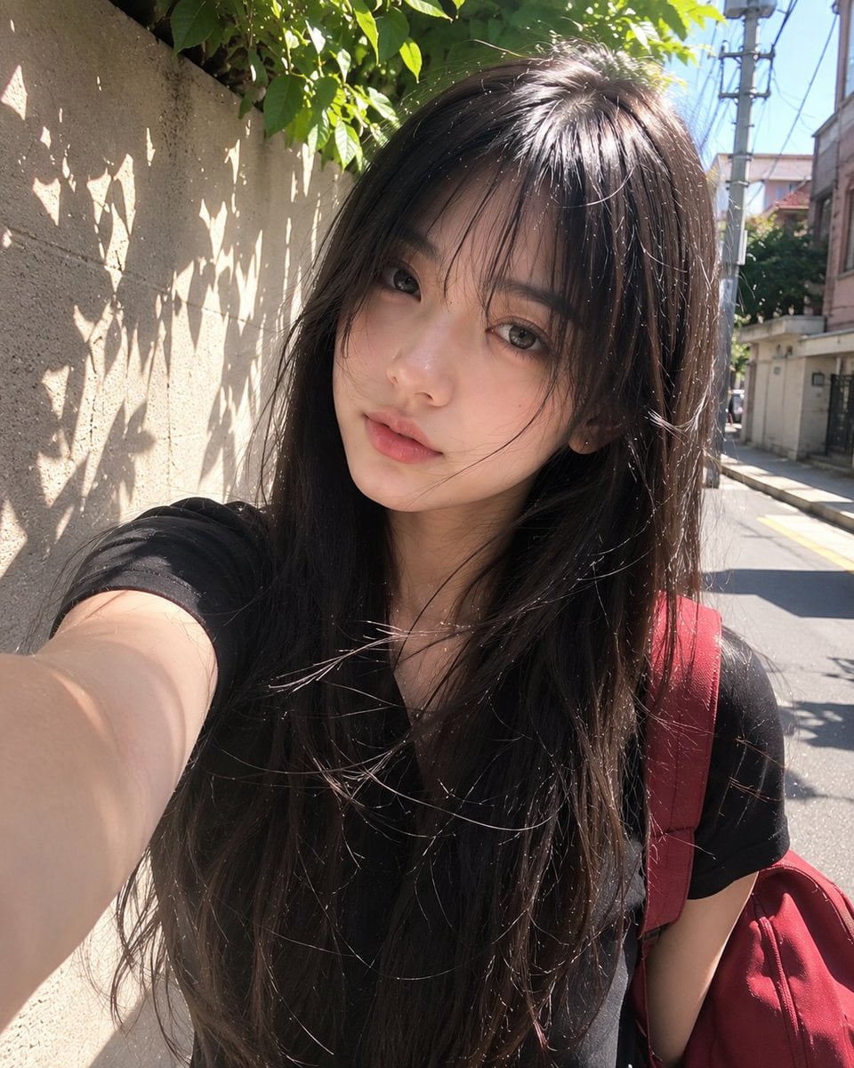 Beautiful young Japanese girl with long silky black hair and soft wispy bangs, l…؛ پرامپت مشابه برای ساخت عکس با هوش مصنوعی