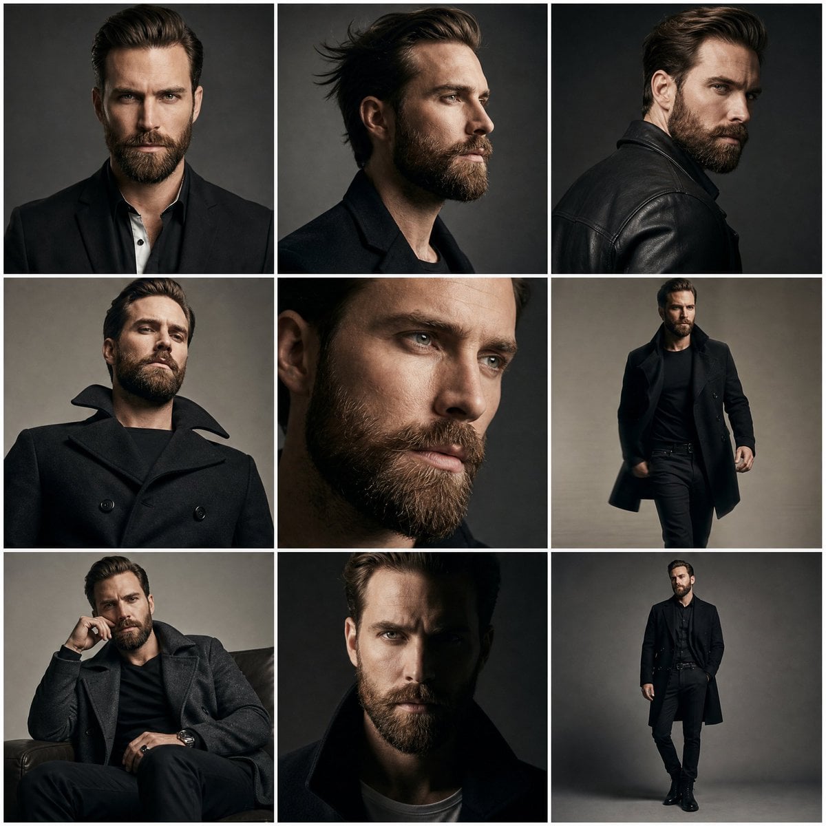 Create a premium high-fashion editorial series featuring a stylish Hollywood mal…؛ پرامپت فارسی برای ساخت عکس با هوش مصنوعی