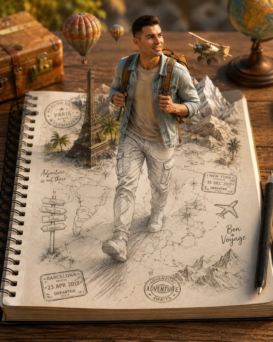 Create a stunning ultra-realistic 3D illusion artwork using the uploaded face as…؛ عکس ساخته‌شده با هوش مصنوعی و پرامپت فارسی در Axeto