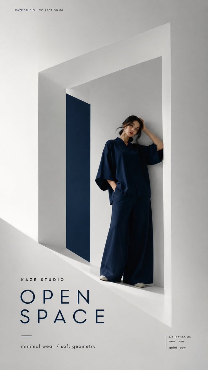 Create a high-end graphic fashion poster with strong color, typography, fashion …