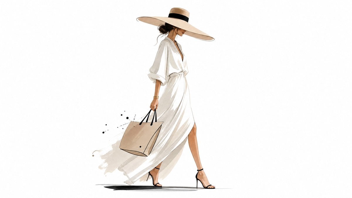 Minimal luxury-fashion illustration of [Subject], delicate strokes, editorial so…؛ پرامپت فارسی برای ساخت عکس با هوش مصنوعی