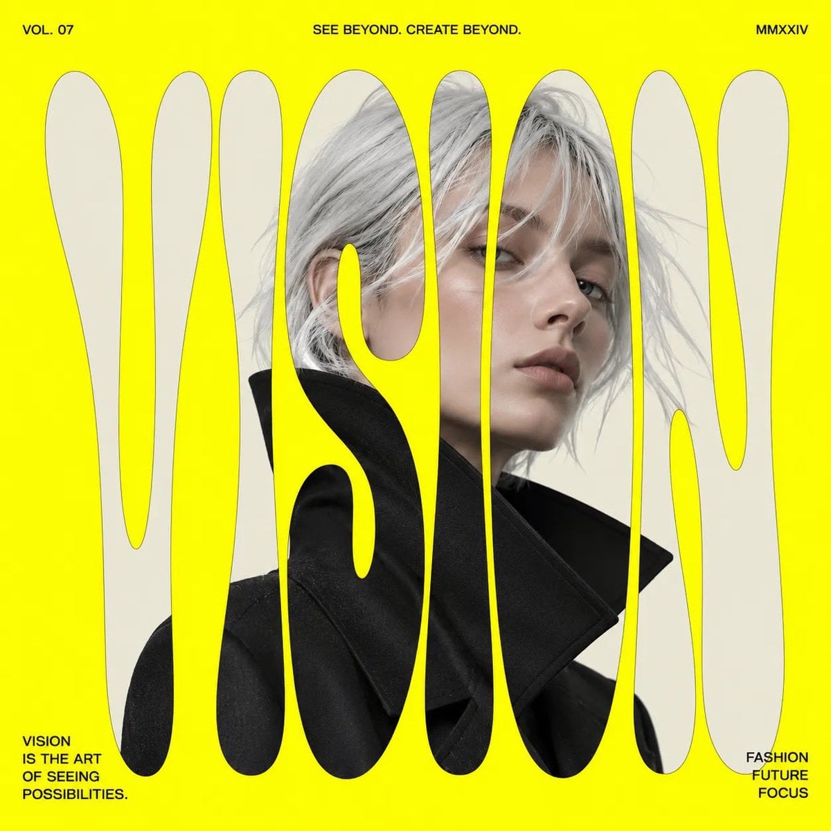 Create modern fashion editorial posters with oversized distorted typography mask…؛ پرامپت فارسی برای ساخت عکس با هوش مصنوعی