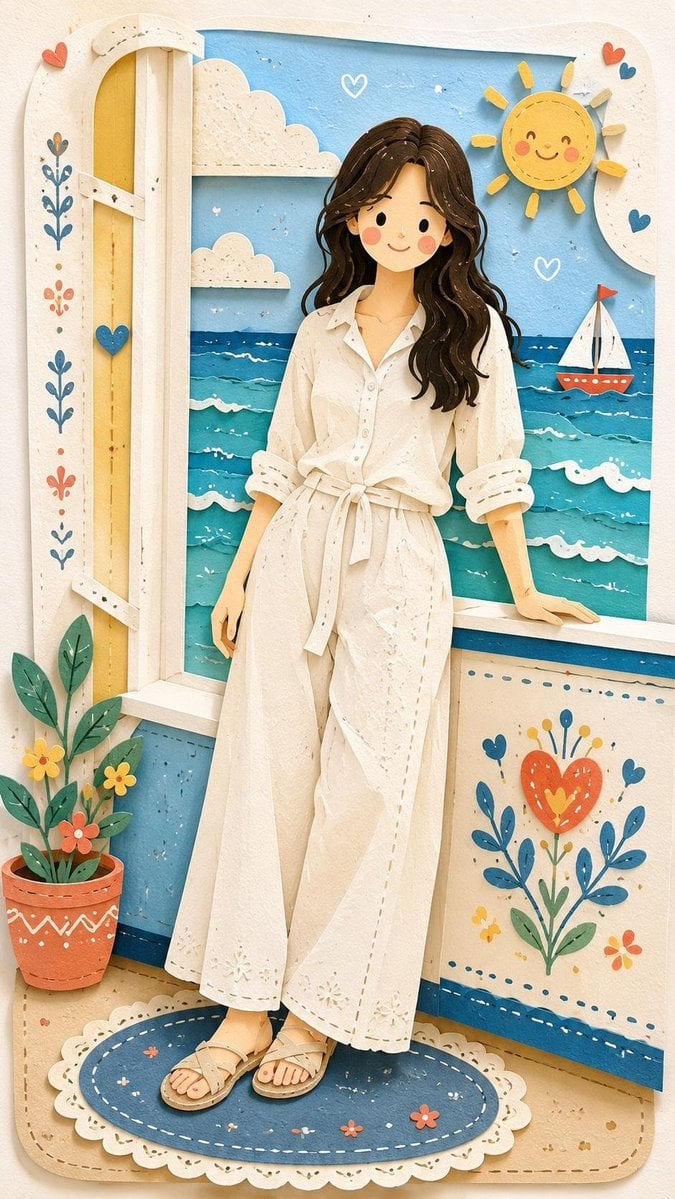 Reimagine the entire image as one cohesive Decorative Folk Flat Illustration ble…؛ پرامپت فارسی برای ساخت عکس با هوش مصنوعی
