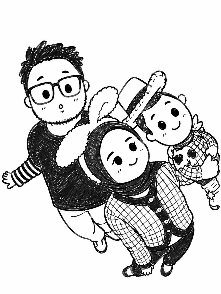 Turn the uploaded photo into a cute black-and-white hand-drawn doodle illustrati…؛ پرامپت فارسی برای ساخت عکس با هوش مصنوعی