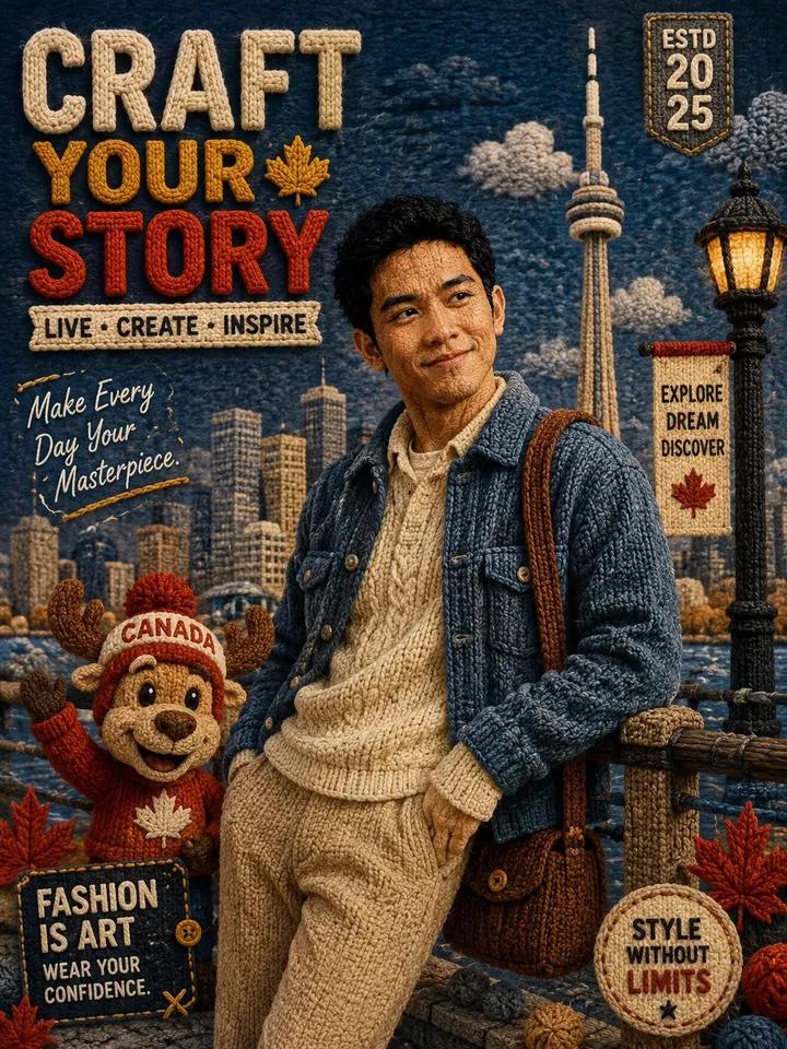 A premium-quality poster in a highly detailed Knitted Wool / Stop-Motion Fabric …؛ پرامپت فارسی برای ساخت عکس با هوش مصنوعی
