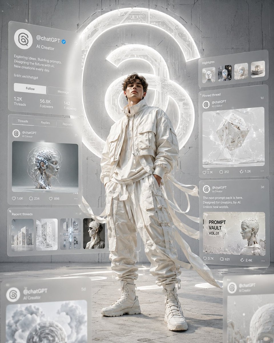 Ultra-cinematic editorial digital artwork in a clean white monochrome aesthetic …؛ عکس ساخته‌شده با هوش مصنوعی و پرامپت فارسی در Axeto