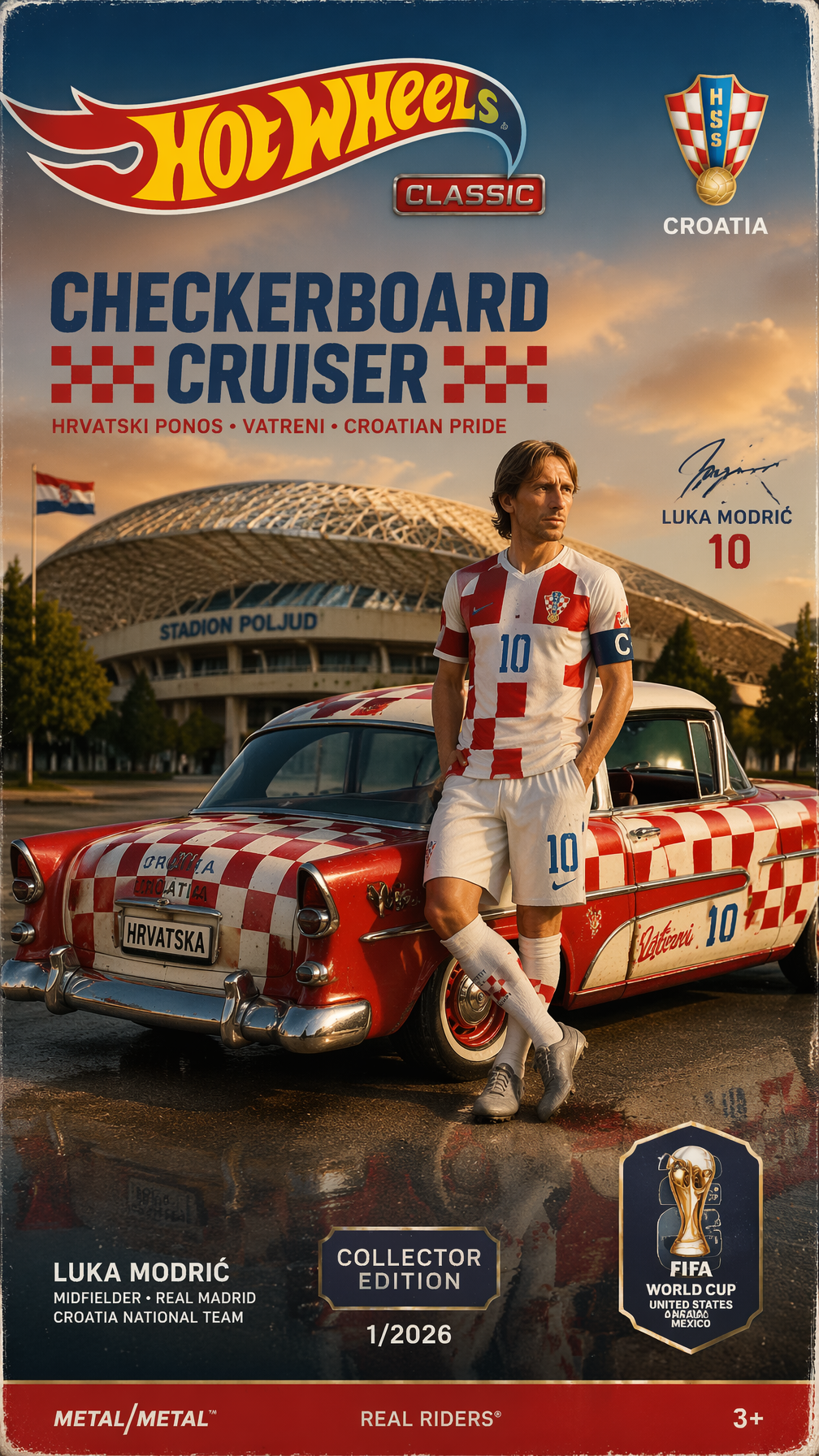 Croatia — Luka Modrić — HW Classic Checkerboard Cruiser “9:16 vertical poster of…؛ عکس ساختهشده با هوش مصنوعی و پرامپت فارسی در Axeto