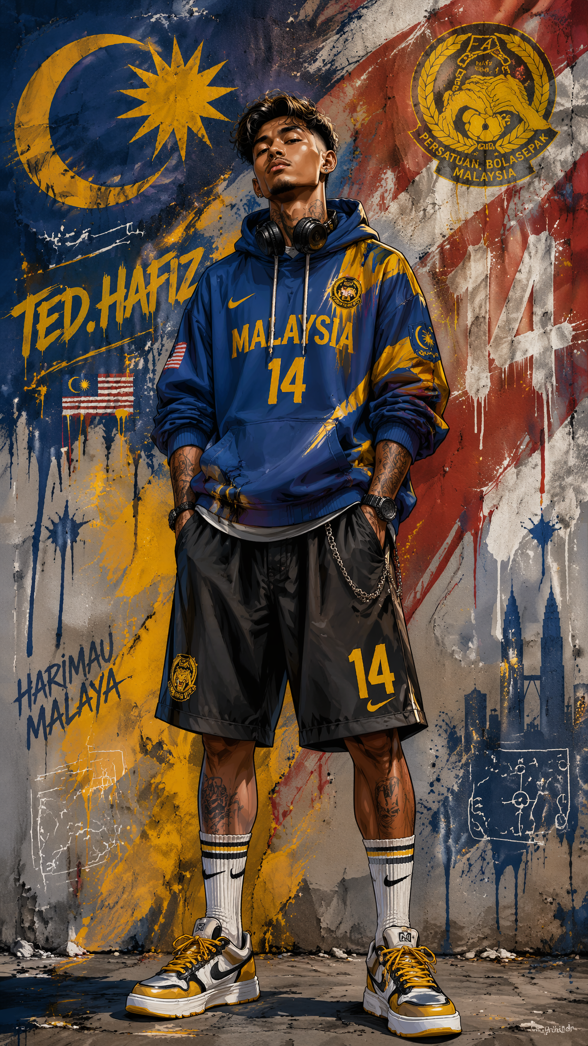 ted.hafiz, a Malaysian national team-themed trend football poster, standing in a…؛ محتوای مرتبط هوش مصنوعی در Axeto