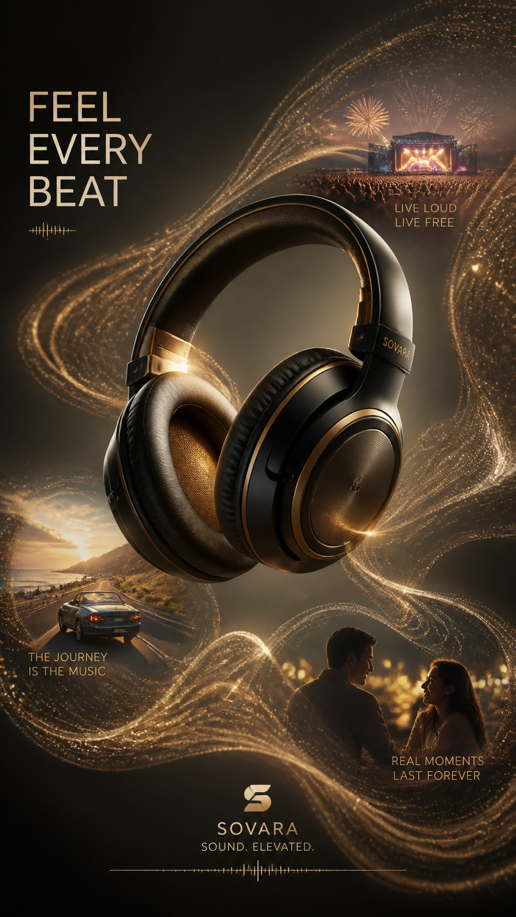 A premium 9:16 audio advertising poster.Main Subject:Premium over-ear headphones…؛ عکس ساختهشده با هوش مصنوعی و پرامپت فارسی در Axeto