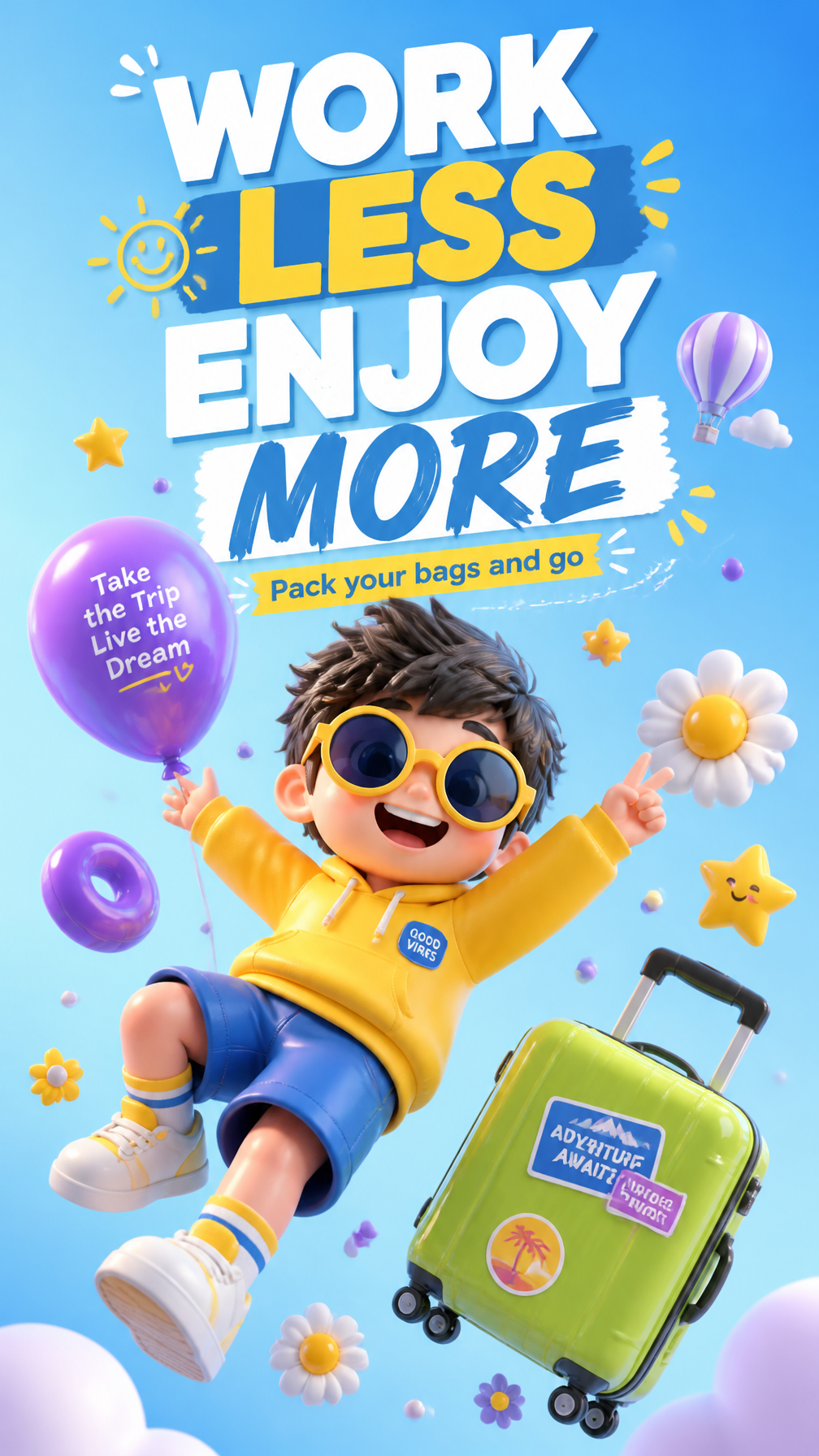 PROMPT:A vibrant and energetic vertical social media poster featuring a cute 3D …؛ پرامپت فارسی برای ساخت عکس با هوش مصنوعی