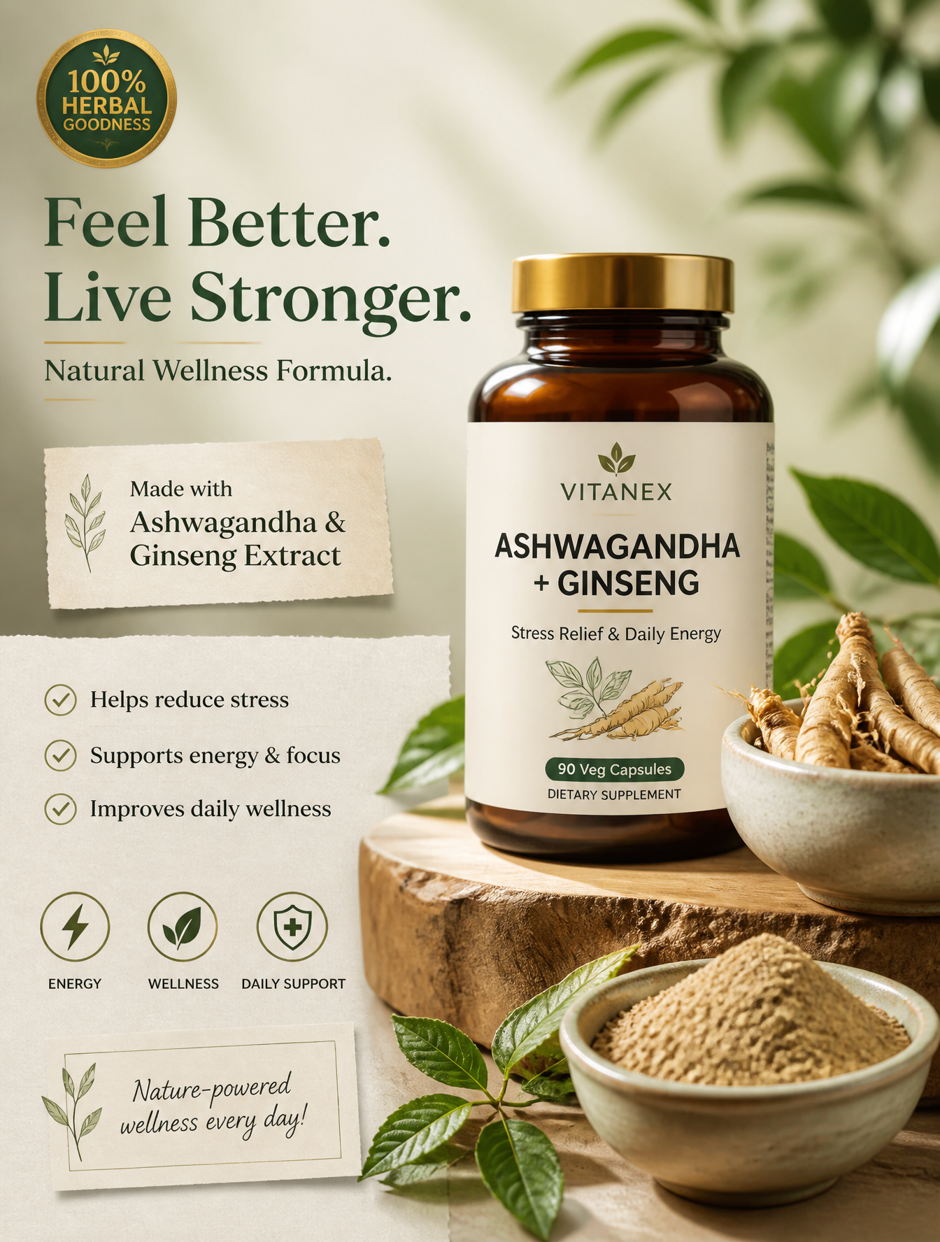 Subject and Product A high-end, premium supplement product shot featuring a slee…؛ پرامپت فارسی برای ساخت عکس با هوش مصنوعی