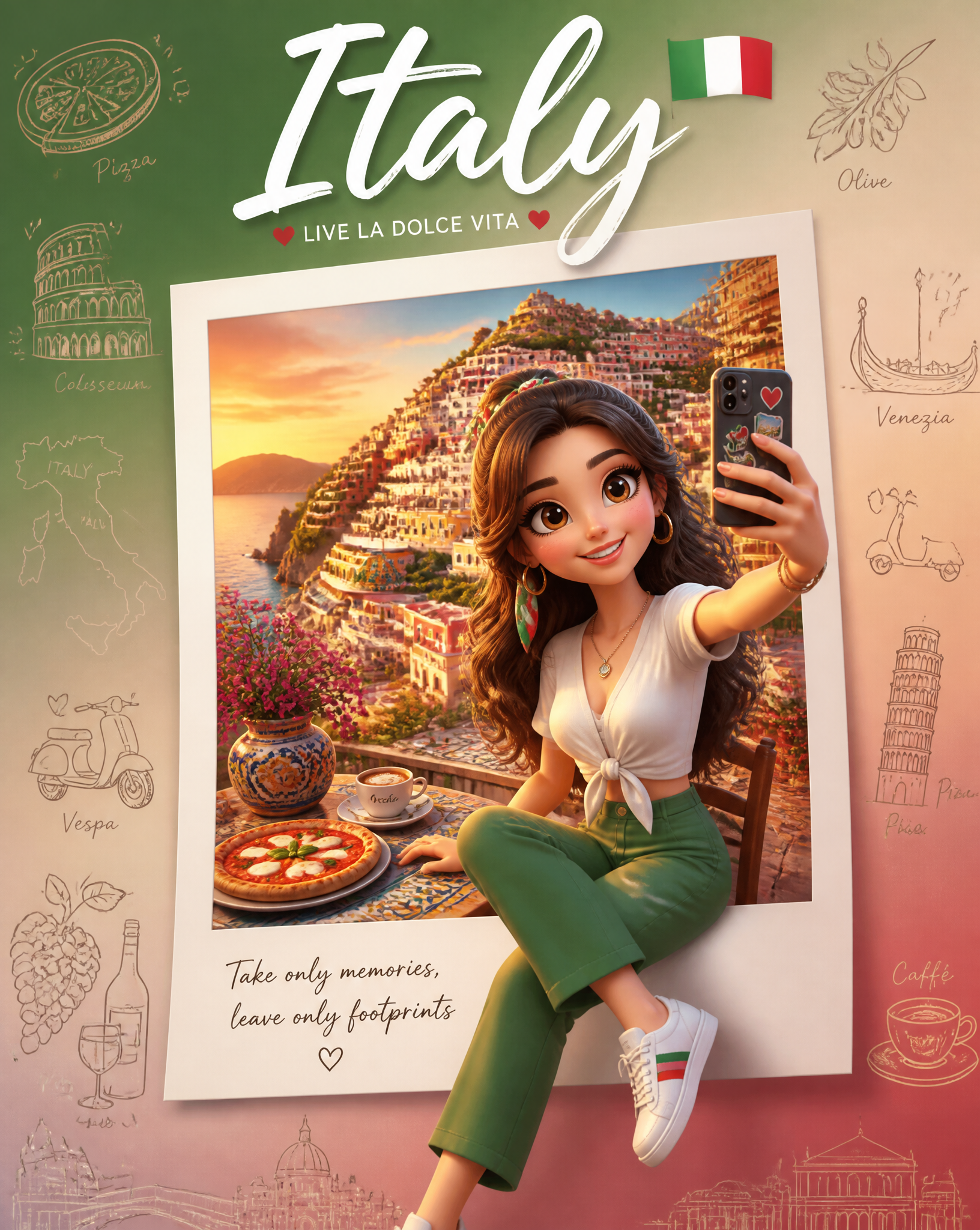 Create a premium collectible travel poster in a cute stylized 3D cartoon/Pixar-i…؛ پرامپت فارسی برای ساخت عکس با هوش مصنوعی