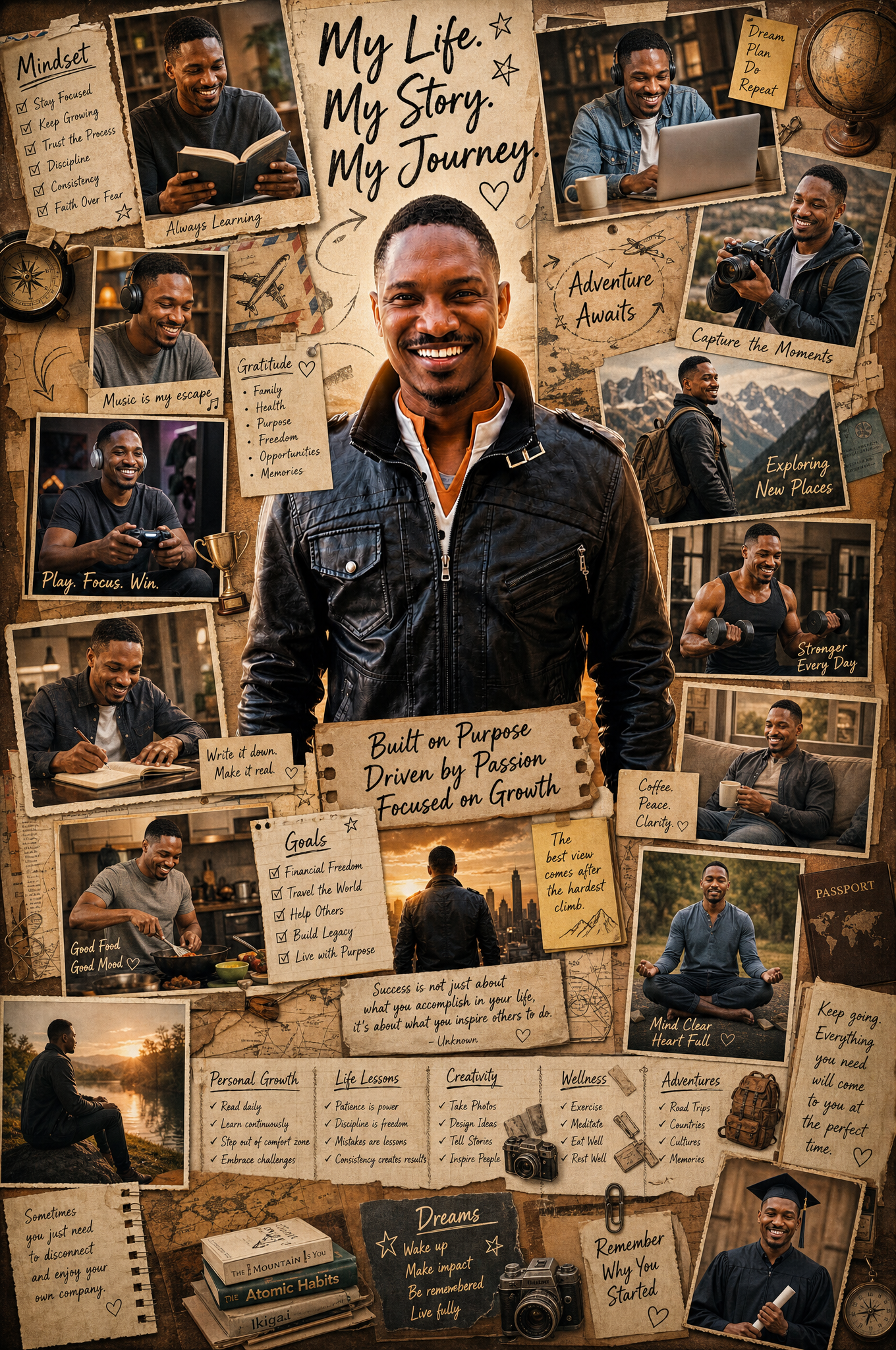 Universal Scrapbook Life-Story Poster Prompt (Works With Any Portrait Photo)> Us…؛ پرامپت فارسی برای ساخت عکس با هوش مصنوعی