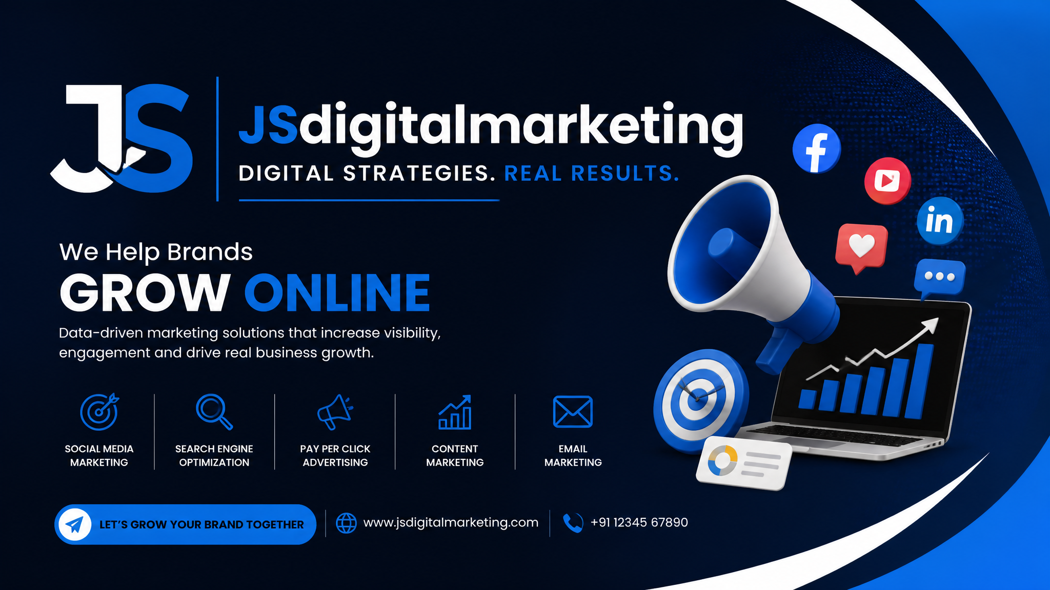can you please a poster for JSdigitalmarketing like banner؛ پرامپت فارسی برای ساخت عکس با هوش مصنوعی