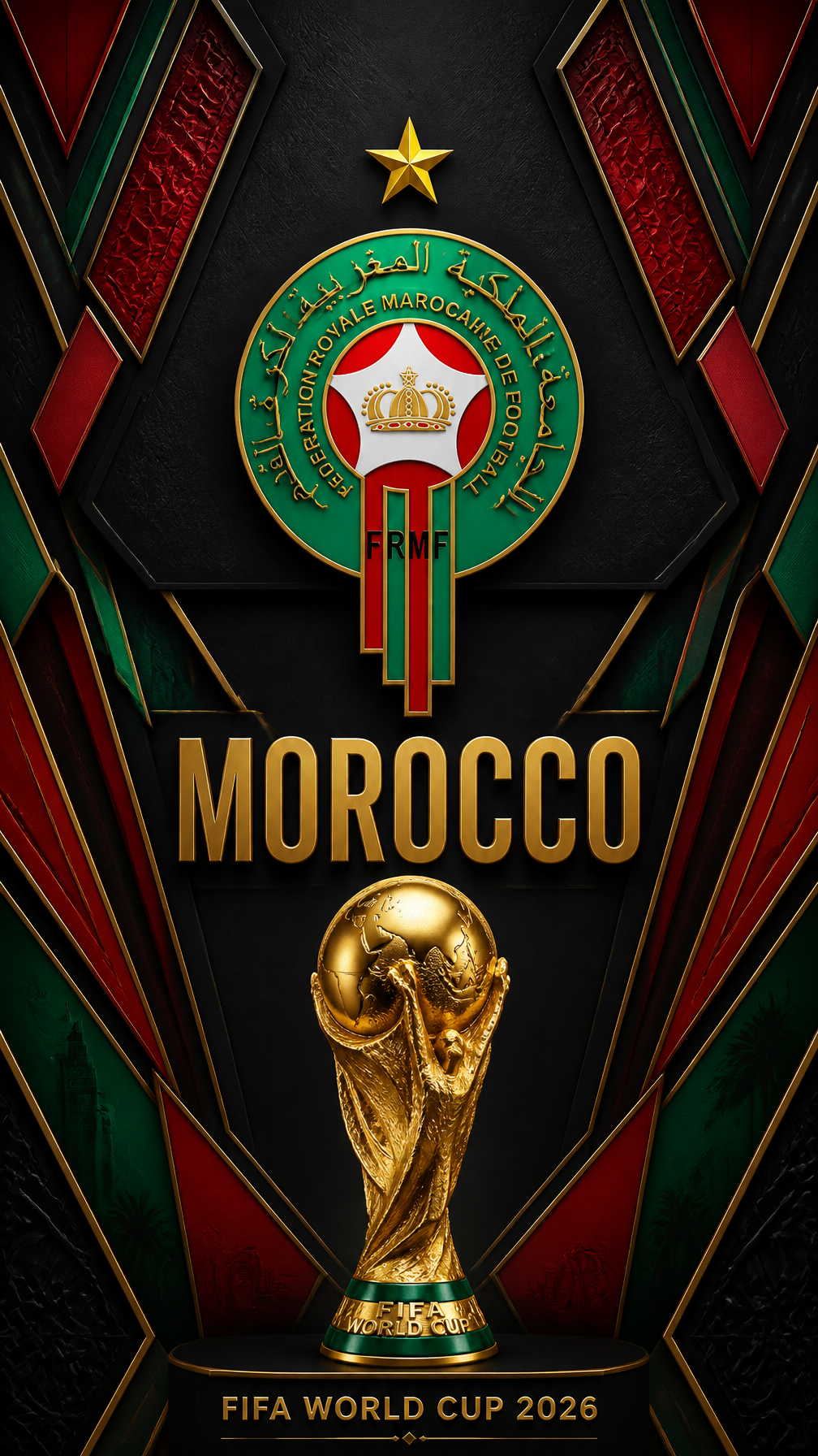 Ultra-premium FIFA World Cup 2026 poster in a luxury 3D layered geometric design…؛ پرامپت فارسی برای ساخت عکس با هوش مصنوعی