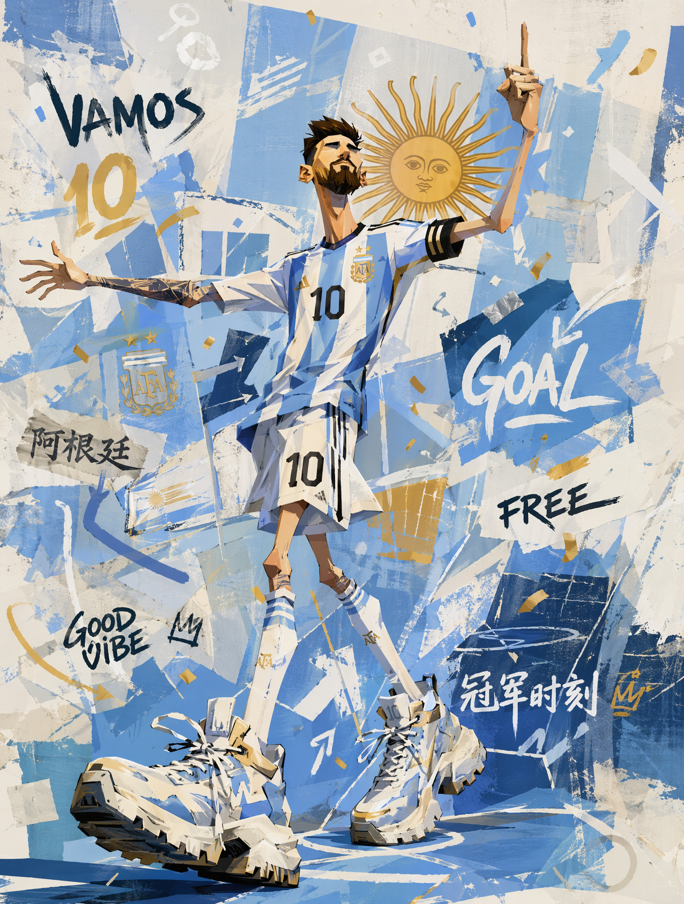 Full body trendy character poster, inspired by Messi, Argentina national team pl…؛ محتوای مرتبط هوش مصنوعی در Axeto