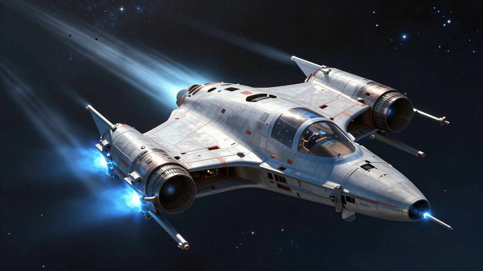 Subject & Action A high-performance custom starfighter known as the Blue Ace, pi…؛ پرامپت فارسی برای ساخت عکس با هوش مصنوعی