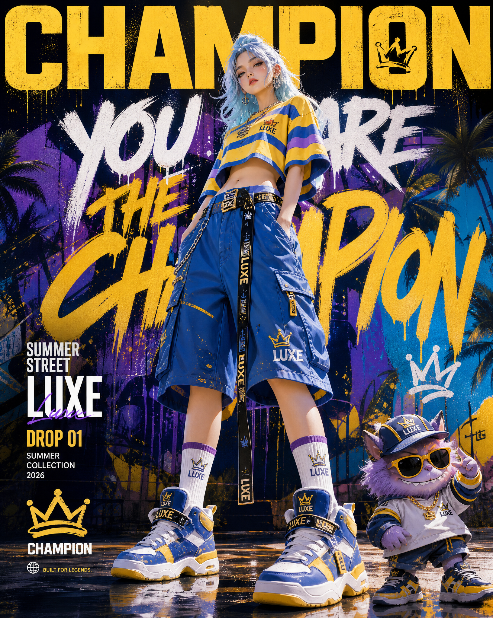 Create a vertical streetwear poster with a 4:5 aspect ratio, designed in the aes…