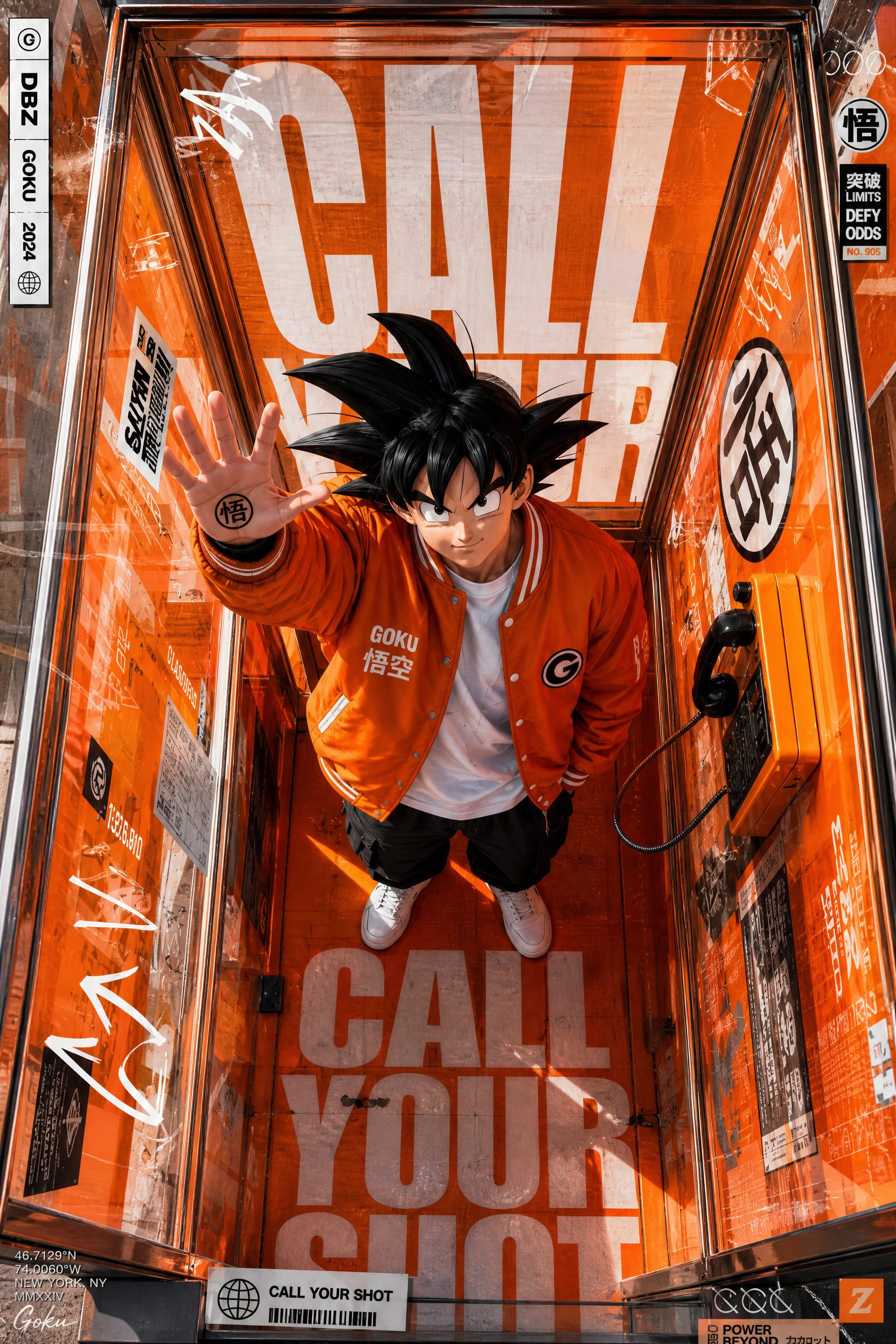 A premium 9:16 streetwear editorial advertising poster.Main Subject:goku from dr…؛ عکس ساخته‌شده با هوش مصنوعی و پرامپت فارسی در Axeto