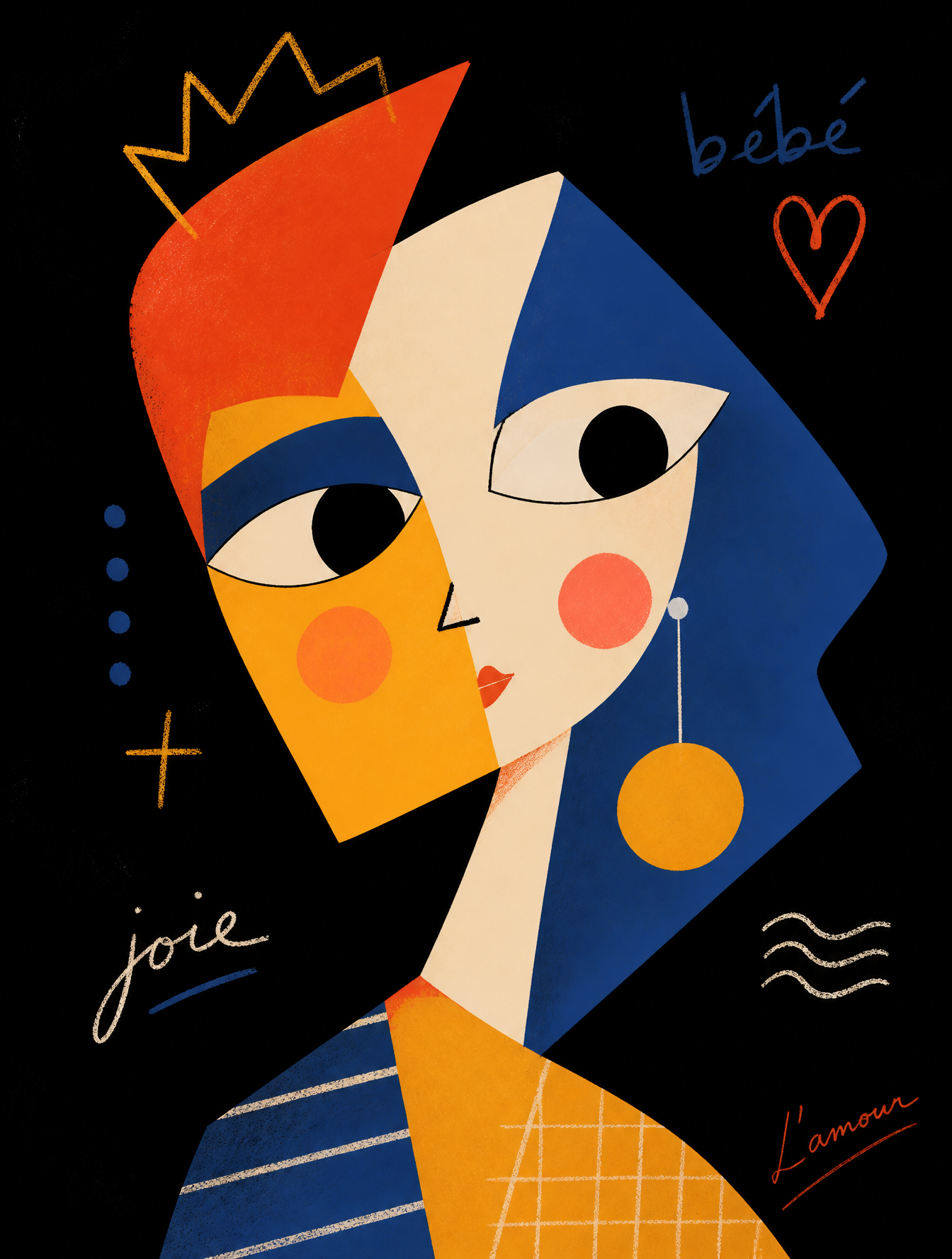 Create a cute neo-expressionist cubist minimal vector portrait illustration, Pic…؛ پرامپت فارسی برای ساخت عکس با هوش مصنوعی