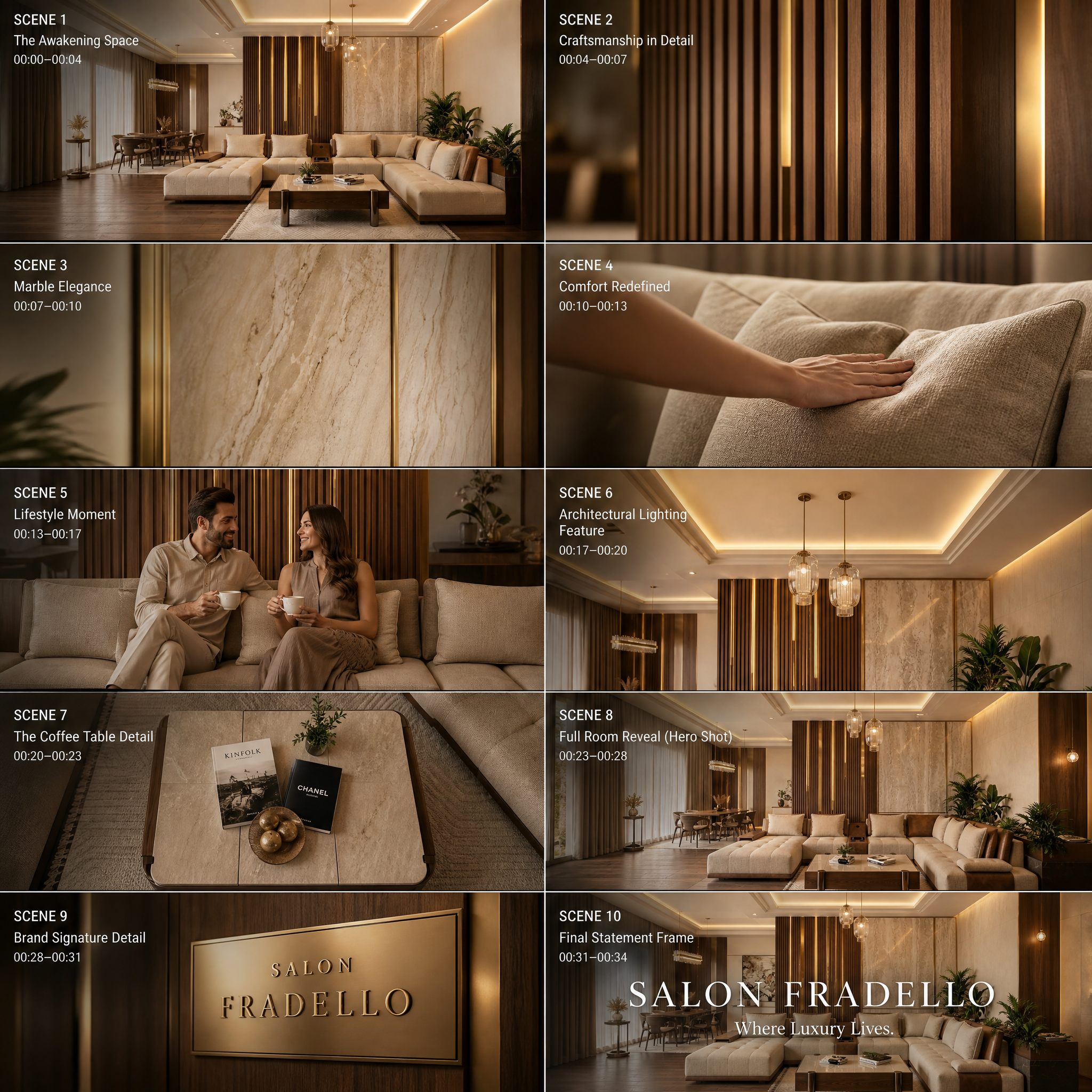 Premium Commercial StoryboardSalon Fradello – “Where Luxury Lives”Brand Identity…؛ پرامپت فارسی برای ساخت عکس با هوش مصنوعی
