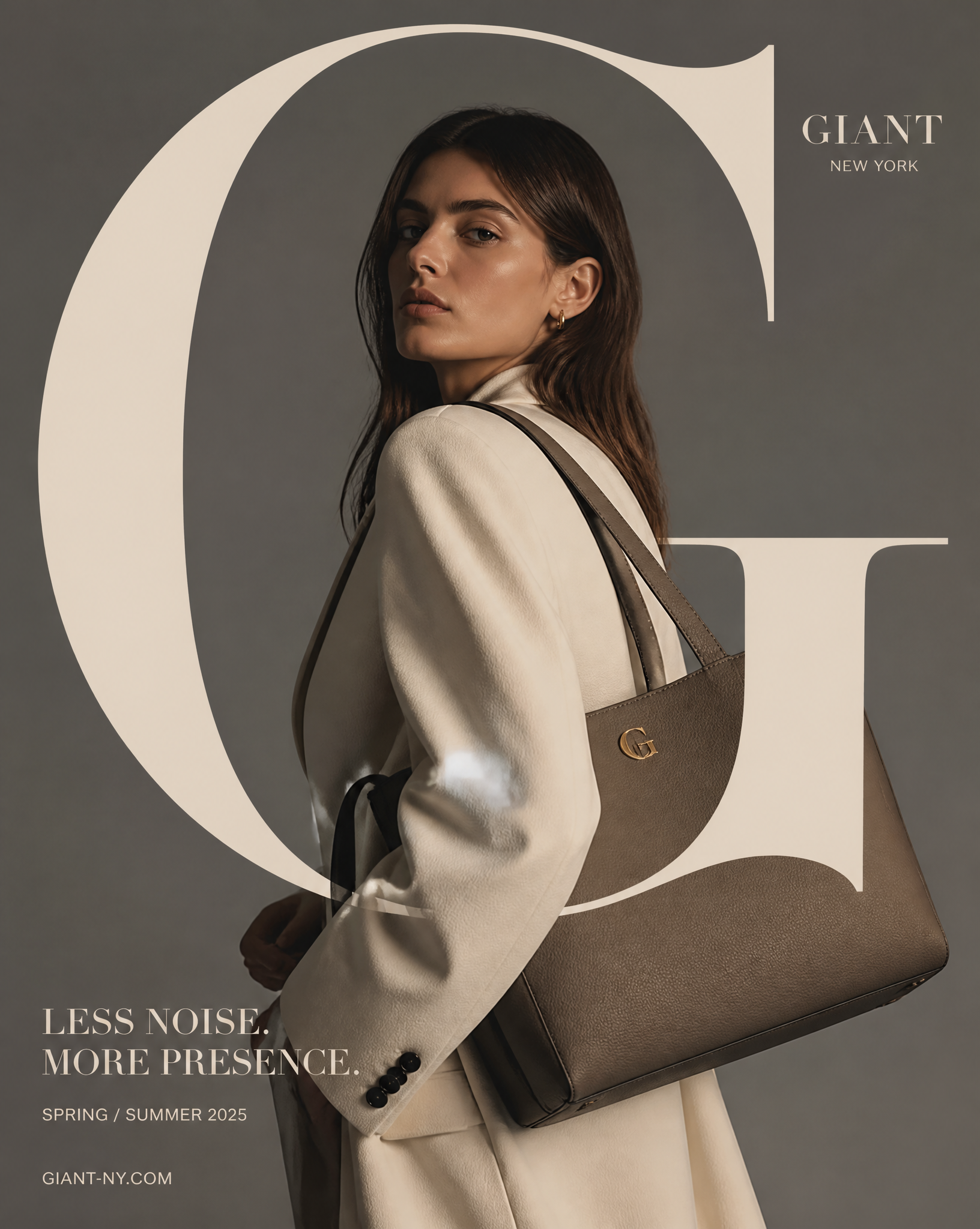Create a high-end luxury fashion campaign mockup with strong typography, realist…؛ پرامپت فارسی برای ساخت عکس با هوش مصنوعی