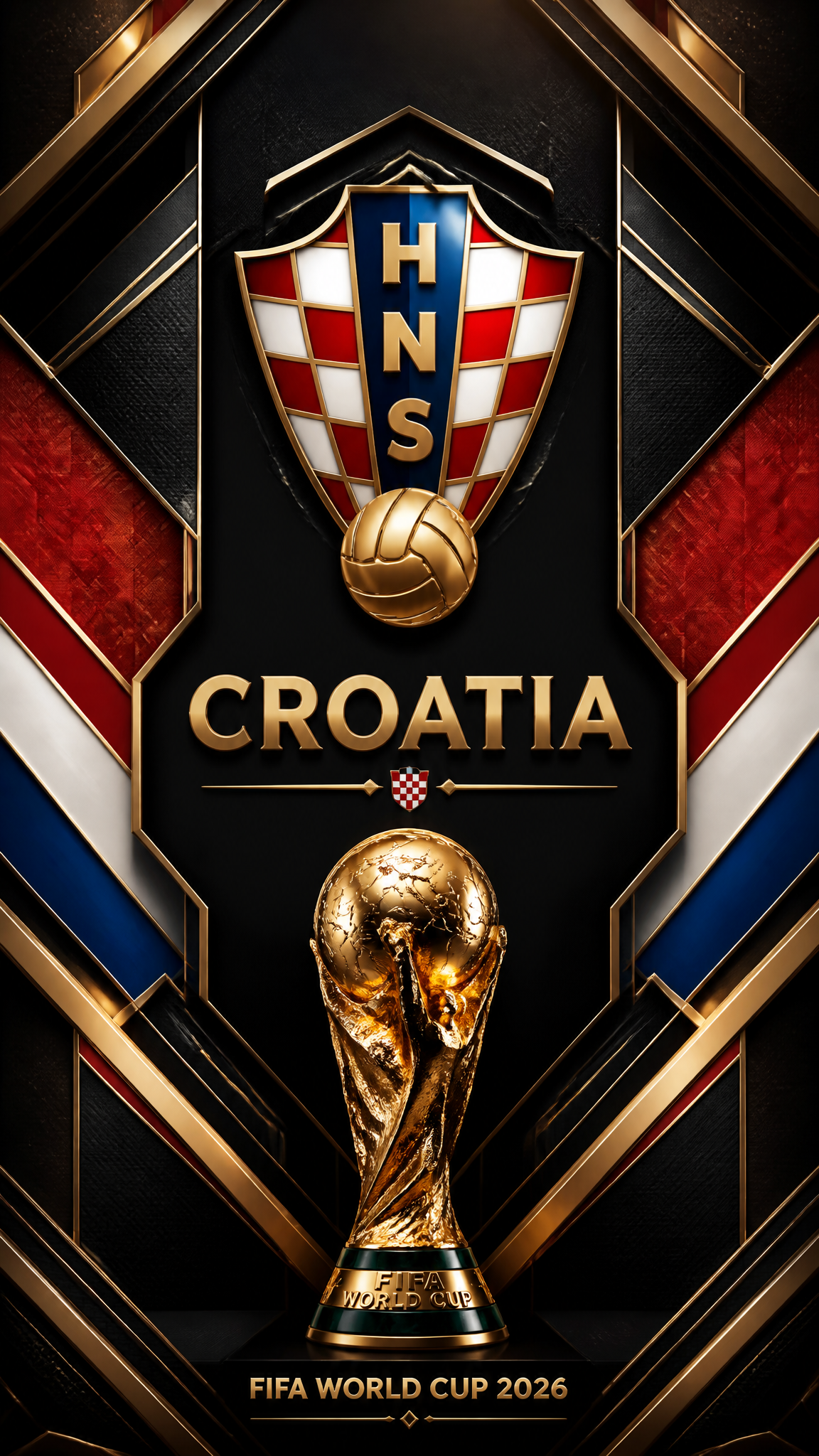 Ultra-premium FIFA World Cup 2026 poster in a luxury 3D layered geometric design…؛ پرامپت فارسی برای ساخت عکس با هوش مصنوعی