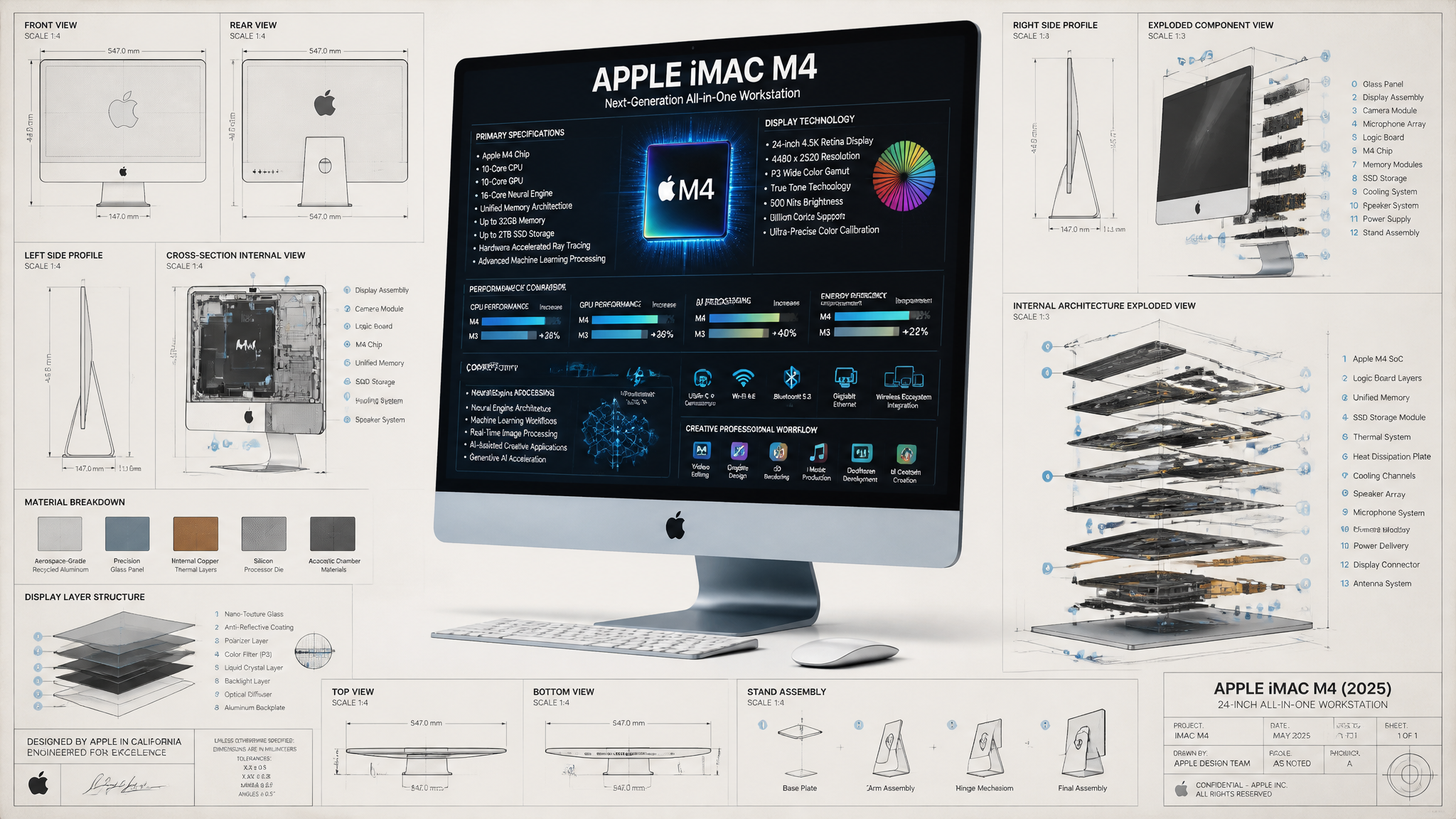 INFOGRAFÍA TÉCNICA ULTRADETALLADA + RENDER 3D FOTORREALISTA DE APPLE iMAC M4 (20…؛ پرامپت فارسی برای ساخت عکس با هوش مصنوعی