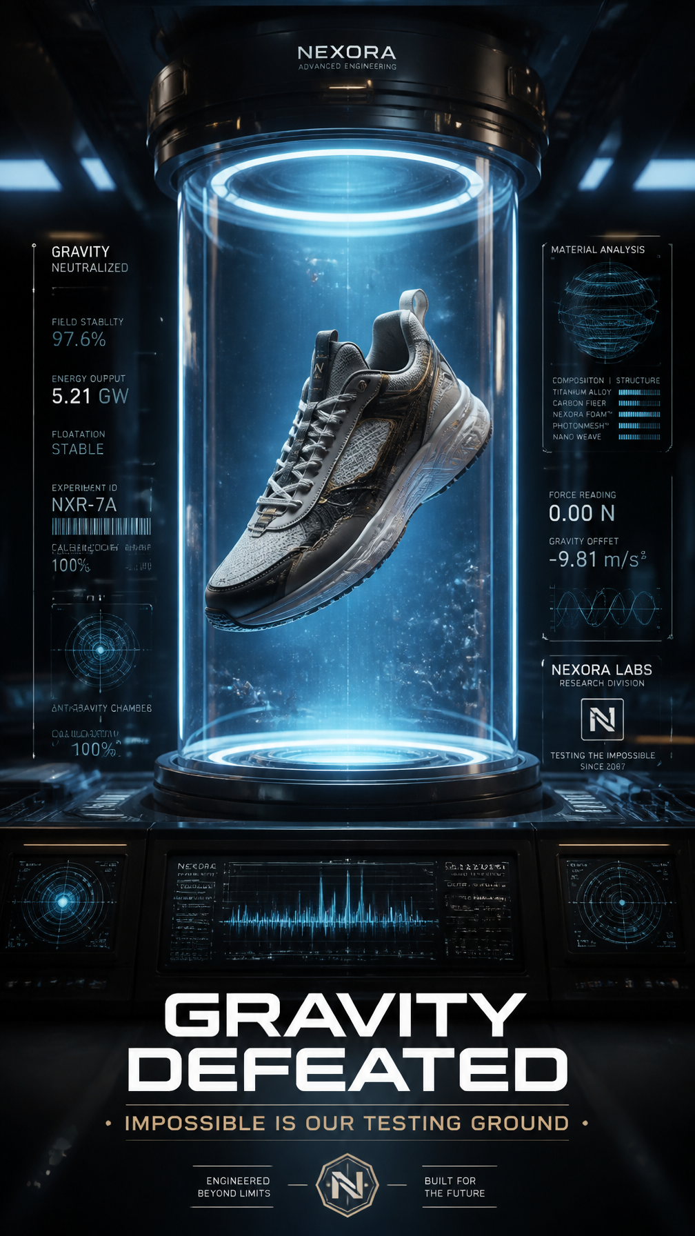 A premium 9:16 sneaker advertising poster.Main Subject:A premium luxury sneaker …؛ عکس ساخته‌شده با هوش مصنوعی و پرامپت فارسی در Axeto