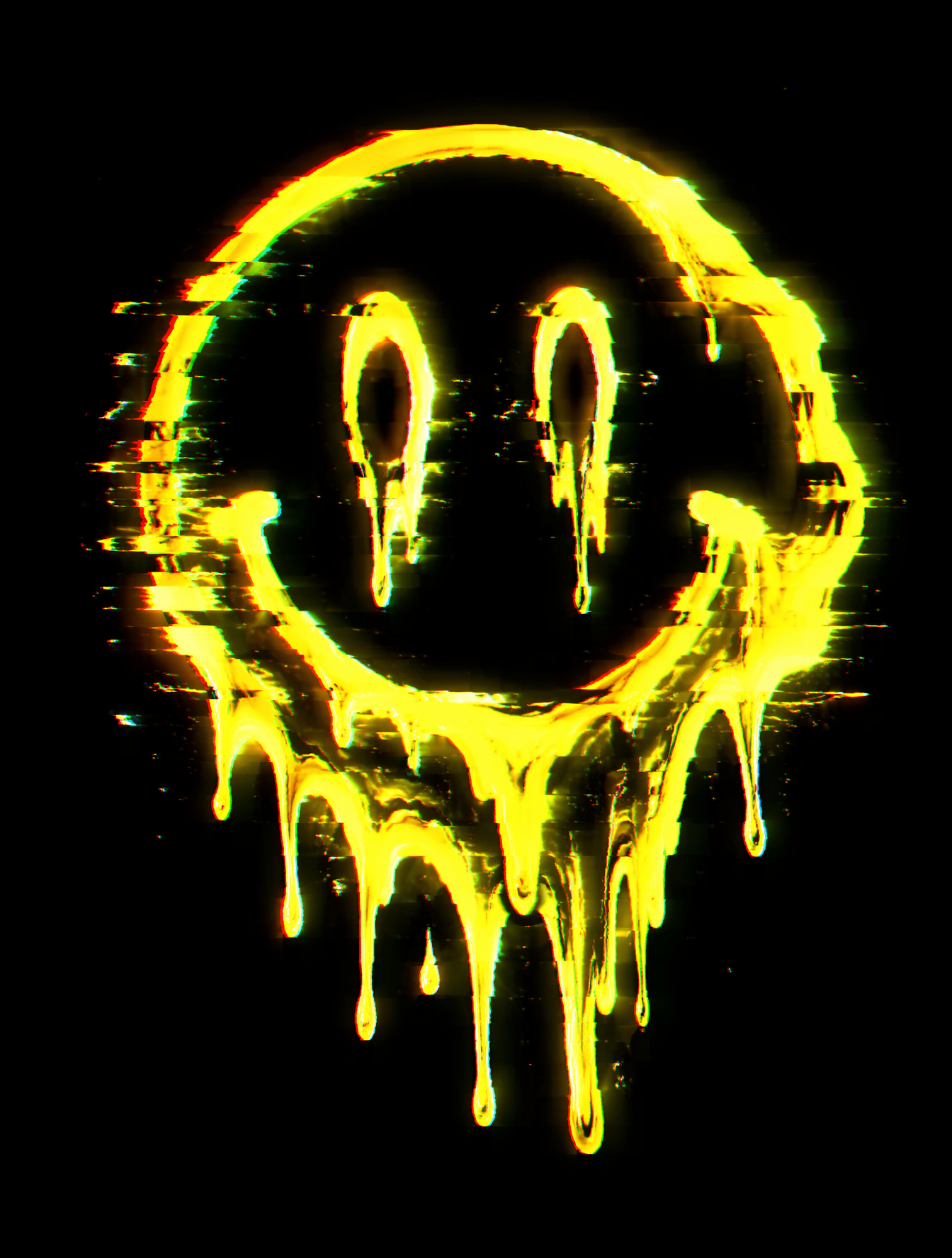 A classic yellow neon smiley face glowing in a pitch-black void. The smiley face…؛ عکس ساخته‌شده با هوش مصنوعی و پرامپت فارسی در Axeto