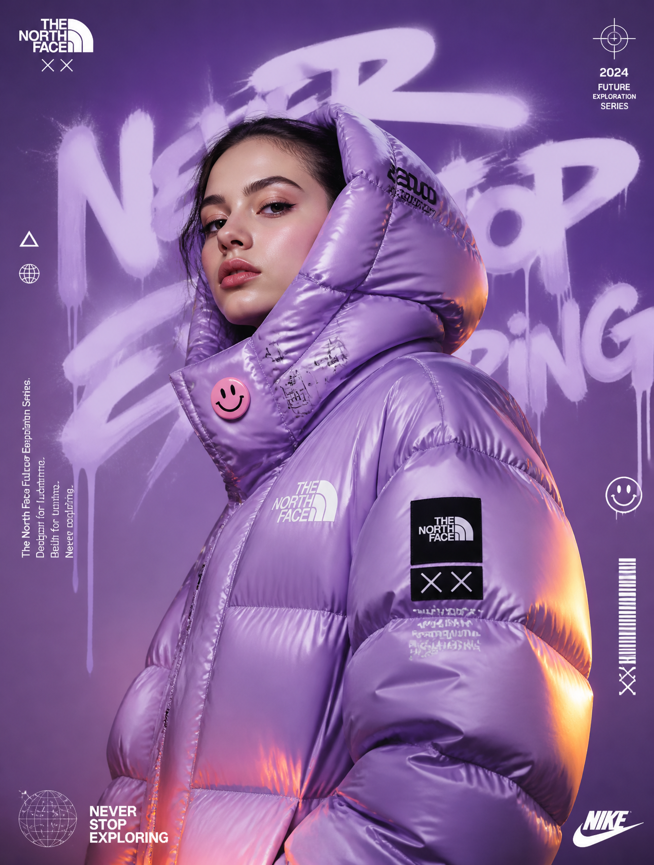 🎨 Main PromptUltra-realistic futuristic streetwear fashion advertisement poster…؛ پرامپت فارسی برای ساخت عکس با هوش مصنوعی