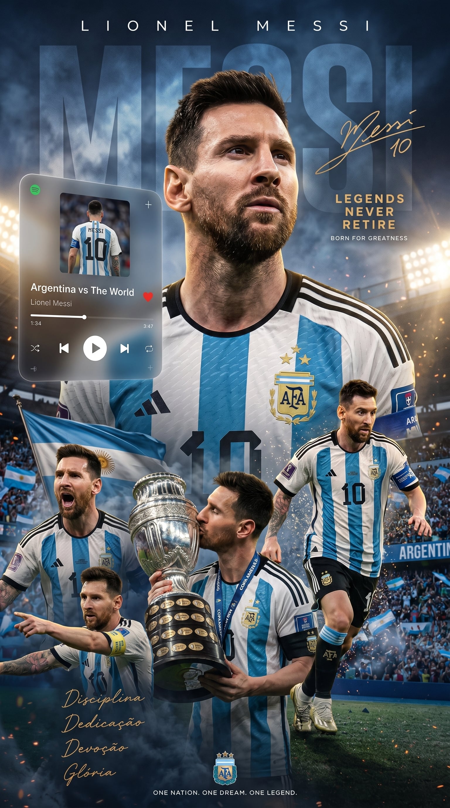 Create an ultra-realistic 8K football legend wallpaper in a premium Spotify × Ap…؛ پرامپت فارسی برای ساخت عکس با هوش مصنوعی