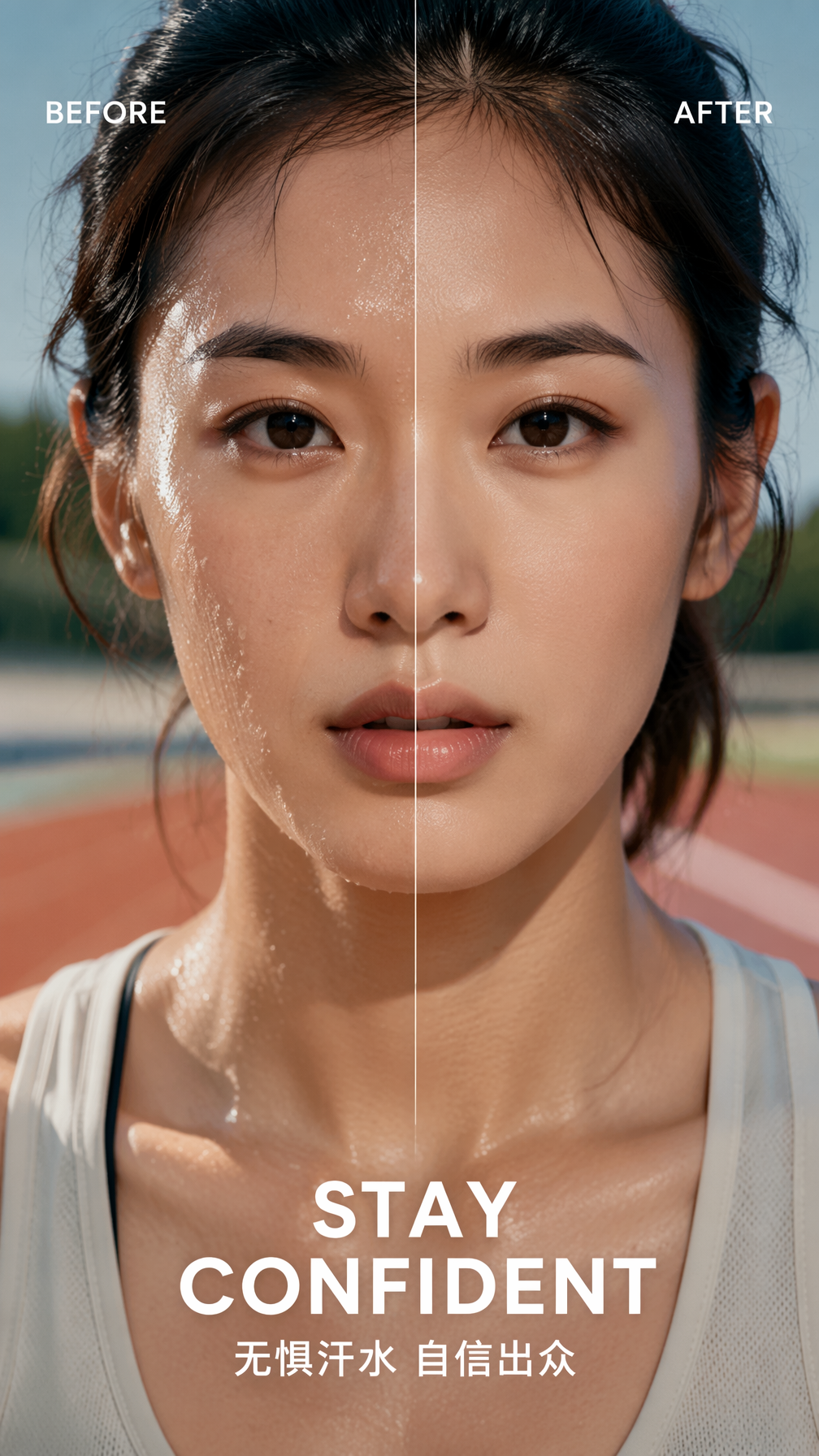 A creative poster. A woman running on a track, close-up of her face, with visibl…؛ محتوای مرتبط هوش مصنوعی در Axeto