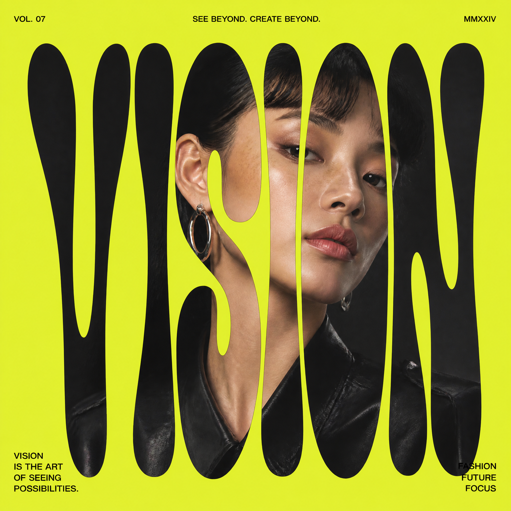 Create modern fashion editorial posters with oversized distorted typography mask…؛ پرامپت فارسی برای ساخت عکس با هوش مصنوعی