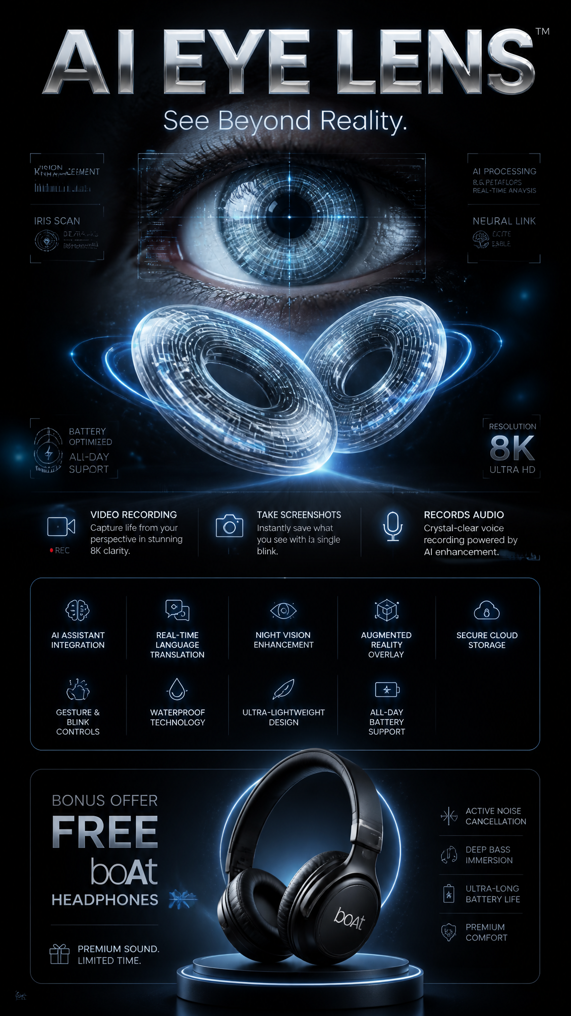 Ultra-Premium AI Eye Lens Advertisement PromptPrompt:Create an ultra-high-end co…؛ پرامپت فارسی برای ساخت عکس با هوش مصنوعی