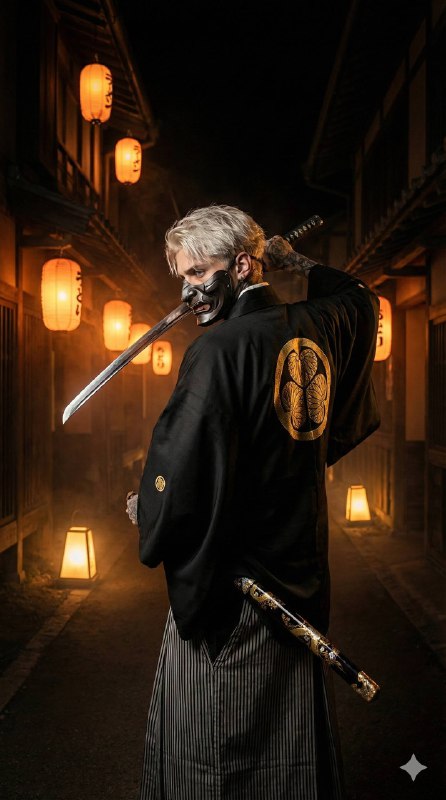 A hyperrealistic, atmospheric photograph of a male samurai (exact facial anatomyΓÇª؛ محتوای مرتبط هوش مصنوعی در Axeto