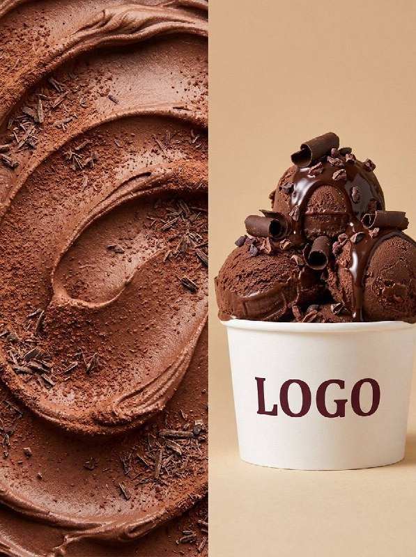 Split composition product photography, left side extreme macro close-up of smoot…